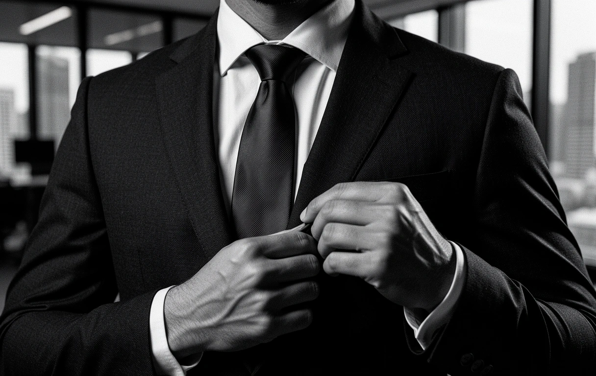 Professional attire detail representing executive style.